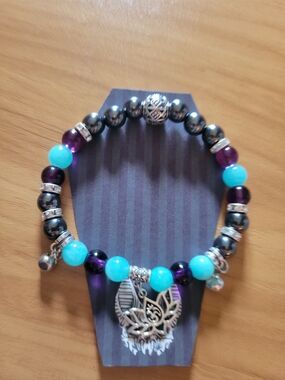 💐NEW💐Beaded  Natural Stone  Lotus Charm Bracelet